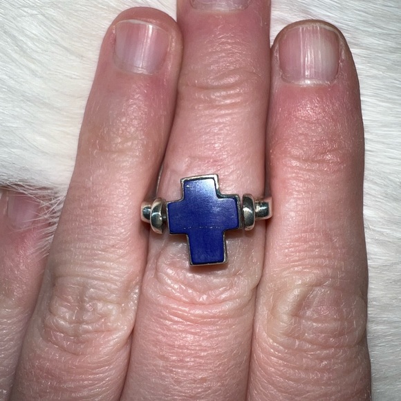 Reversible sterling/lapis cross ring - Picture 3 of 7